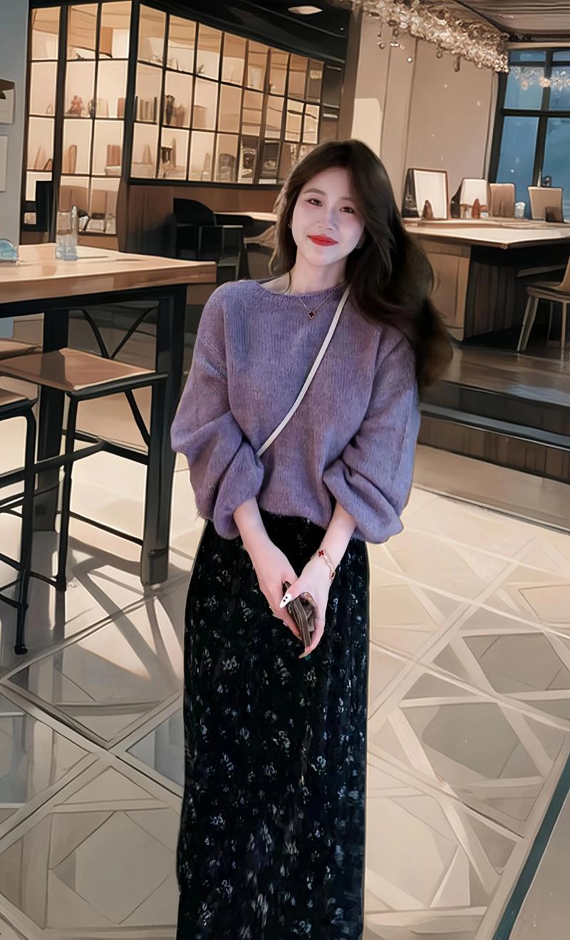 咖色宽松毛衣怎么搭配