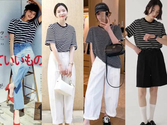 条纹短袖外套怎么搭配