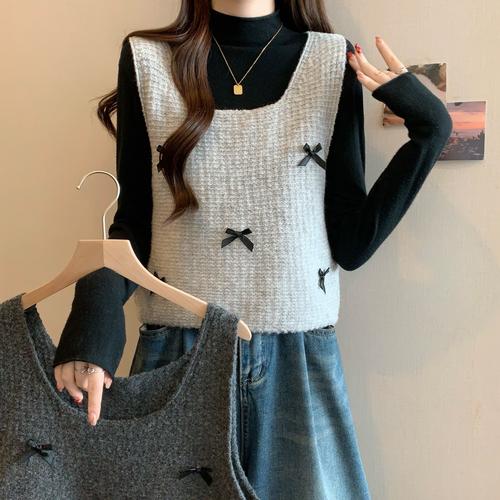 长款针织打底背心怎么搭配