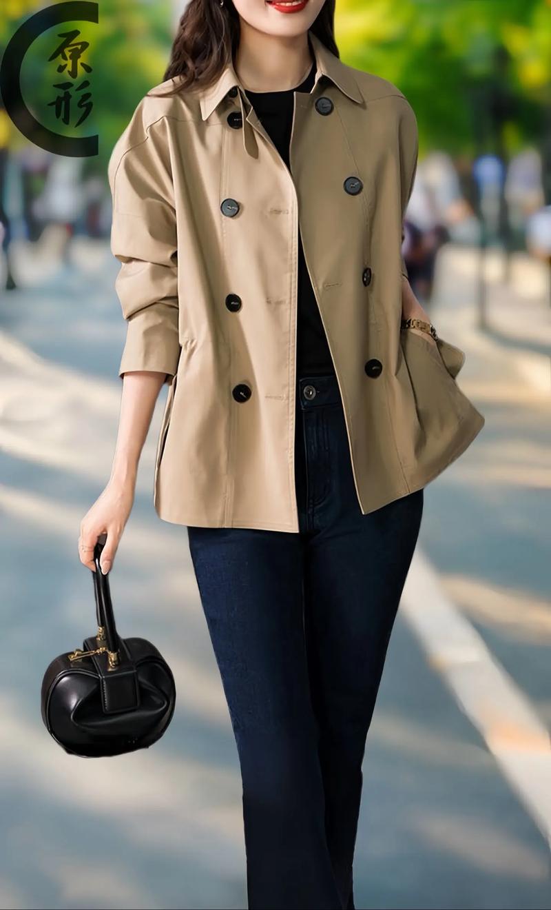 双排扣中长风衣怎么搭配图片