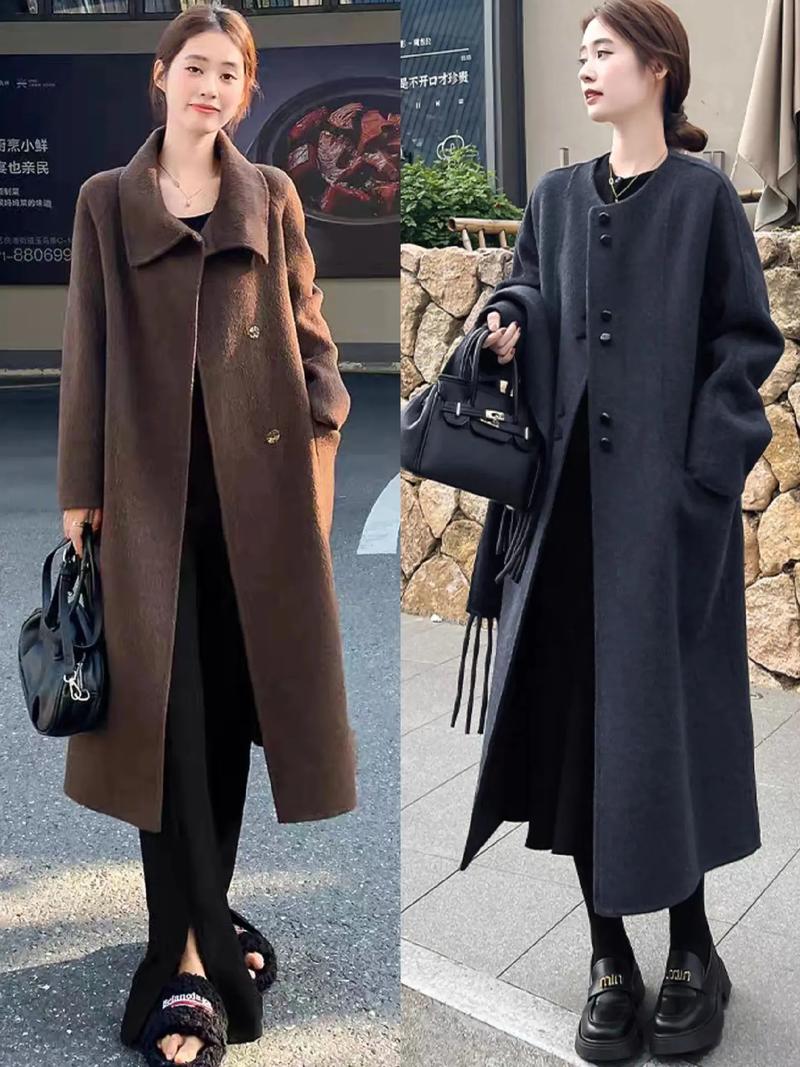 女士长款毛呢风衣怎么搭配