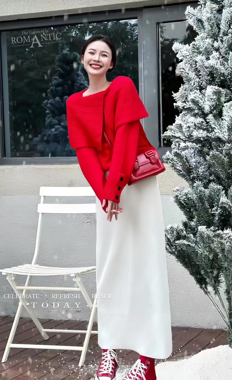 韩版大红色毛衣怎么搭配
