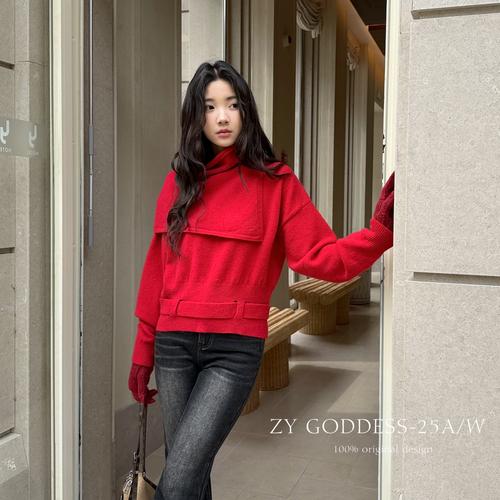 圆领毛衣怎么搭配围巾好看吗