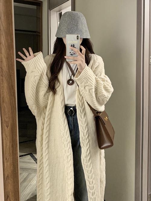 休闲女士长款开衫毛衣怎么搭配什么裤子好看