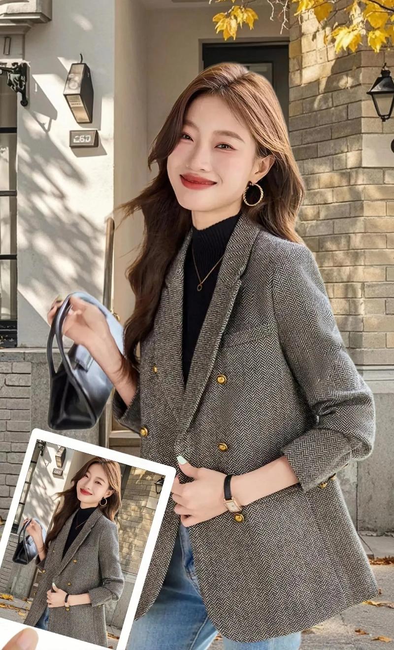 宽松毛呢西装怎么搭配图片