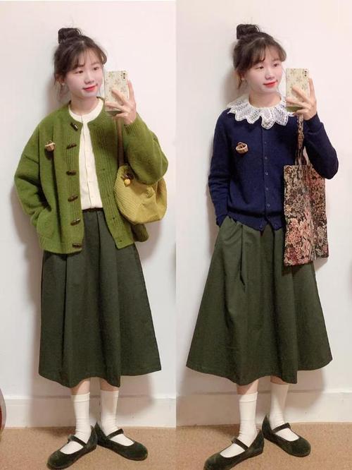 军绿裙子怎么搭配图片
