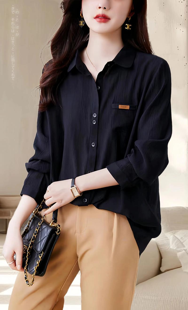 黑色衬衫怎么搭配外套女图片