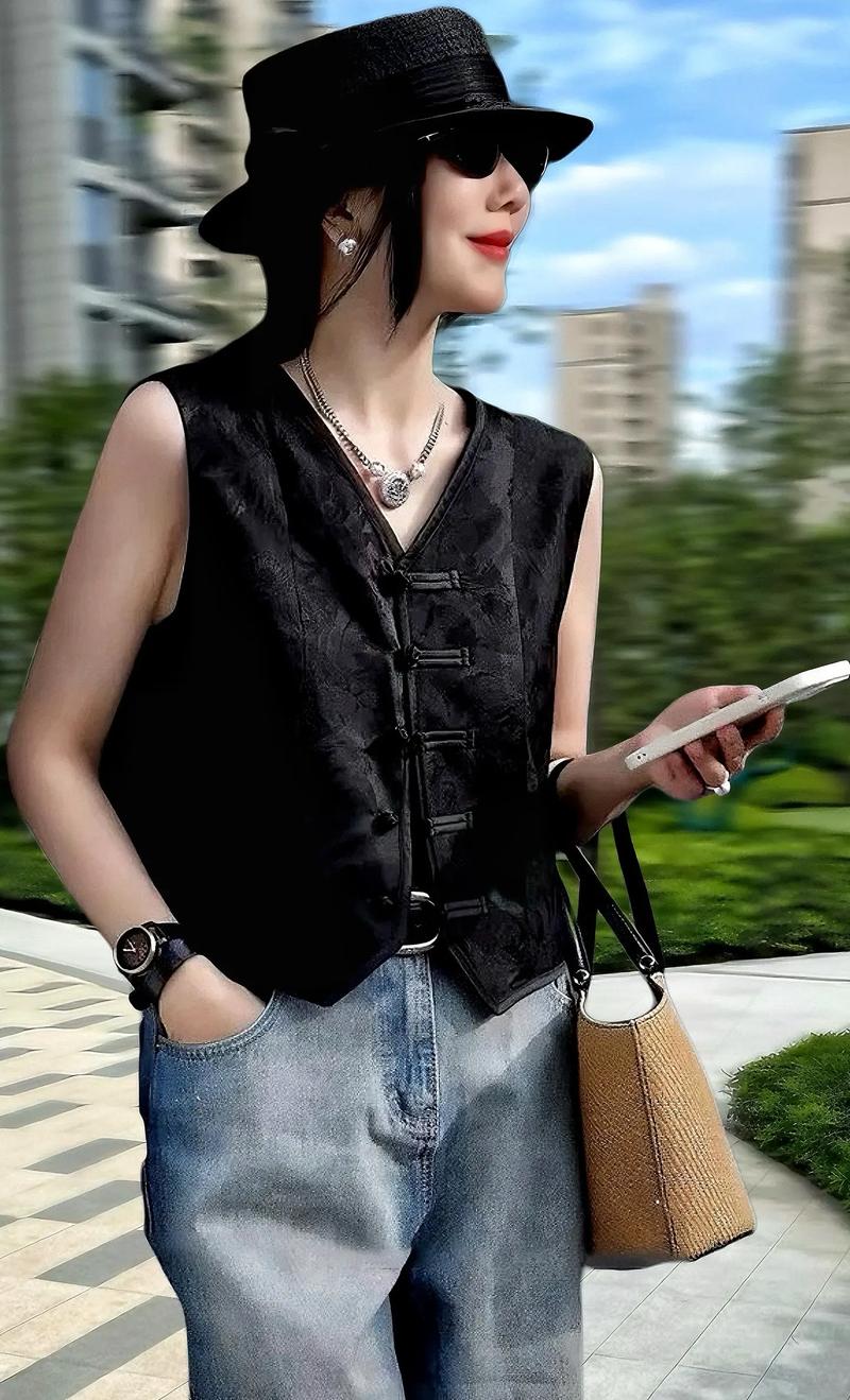 黑色长马甲怎么搭配