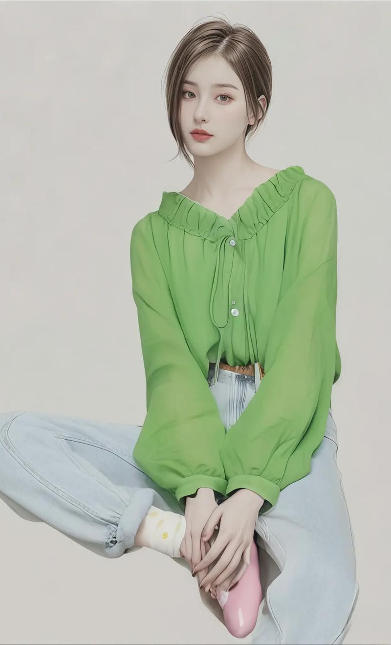 绿色低鸡心领怎么搭配