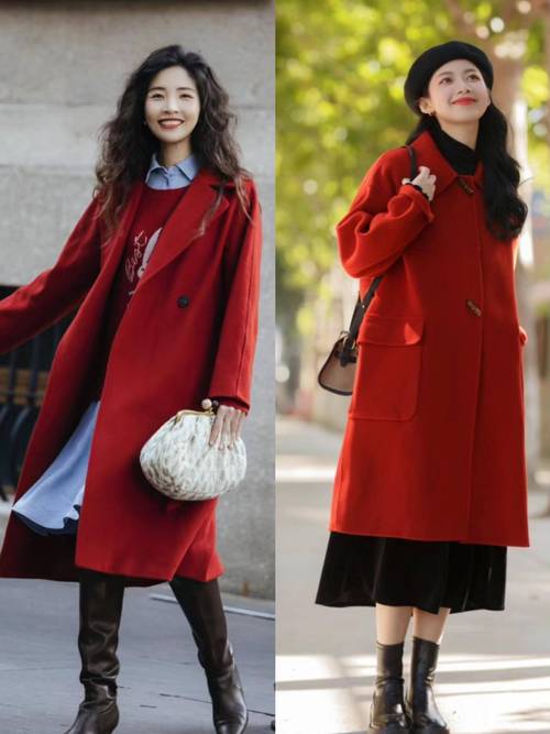 高中女生穿酒红色风衣怎么搭配