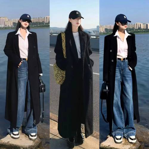 黑色及膝大衣怎么搭配