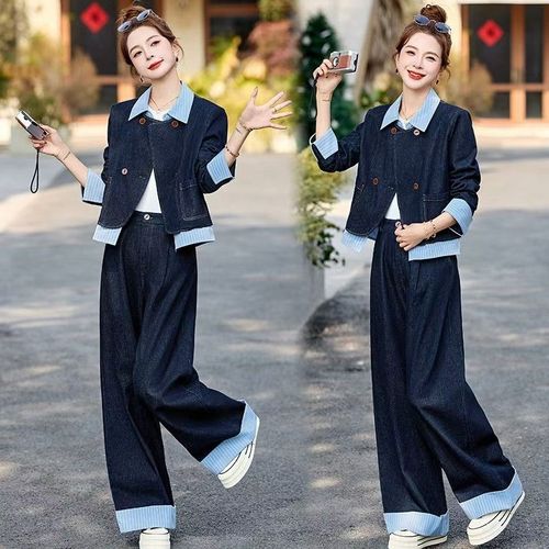 牛仔条纹外套怎么搭配什么裤子图片欣赏