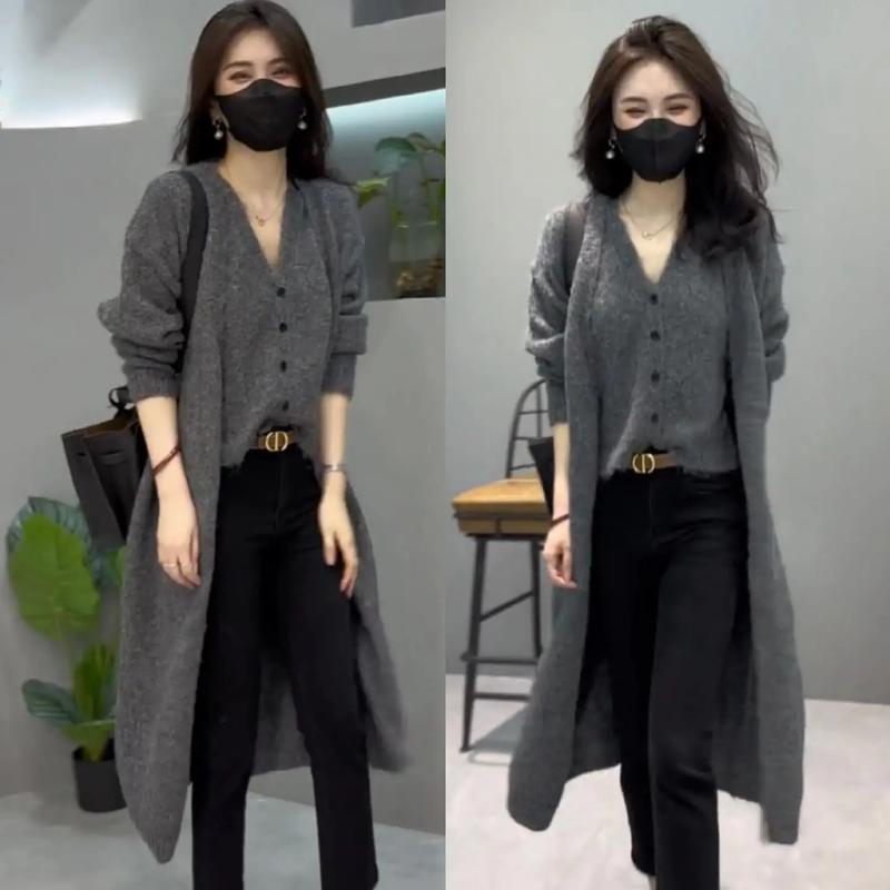 女生长款毛衣外套怎么搭配图片大全