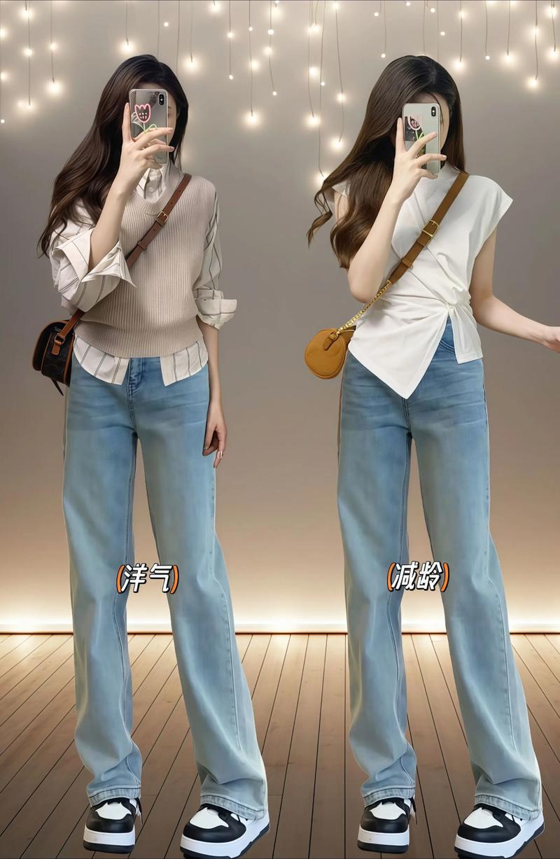 牛仔宽裤子怎么搭配上衣