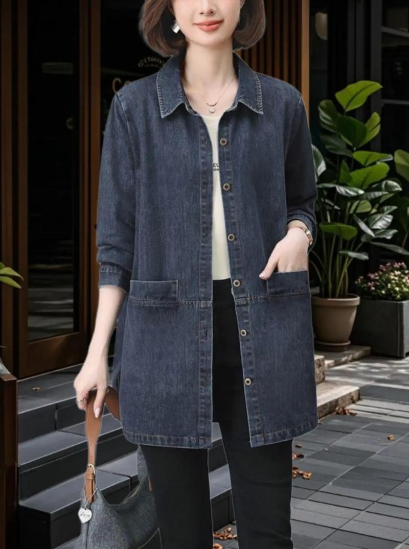 女款牛仔中长款外套怎么搭配什么裤子好看吗