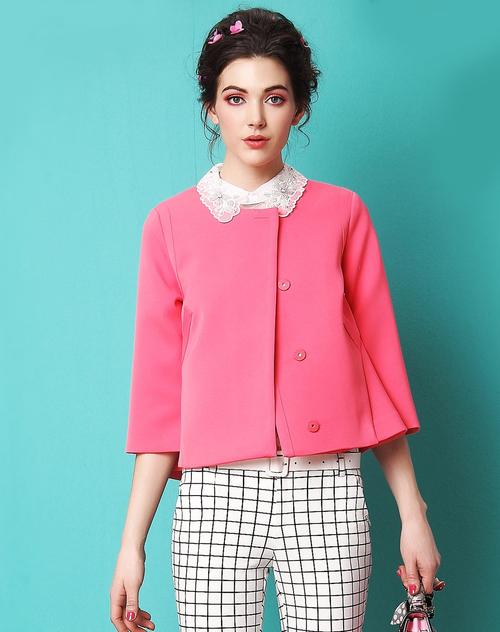 桃红色的外套怎么搭配图片