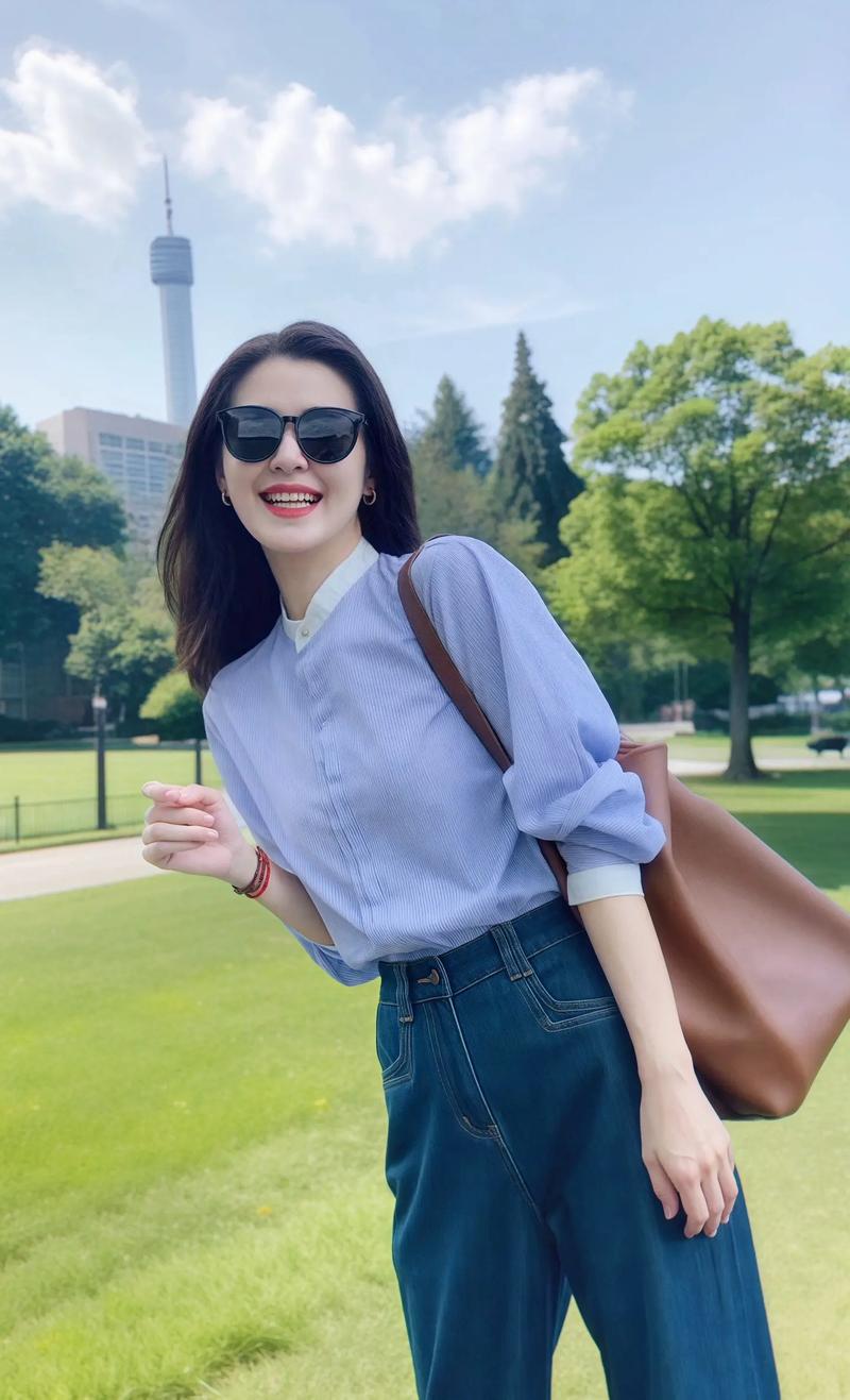 蓝牛仔裤配什么上衣