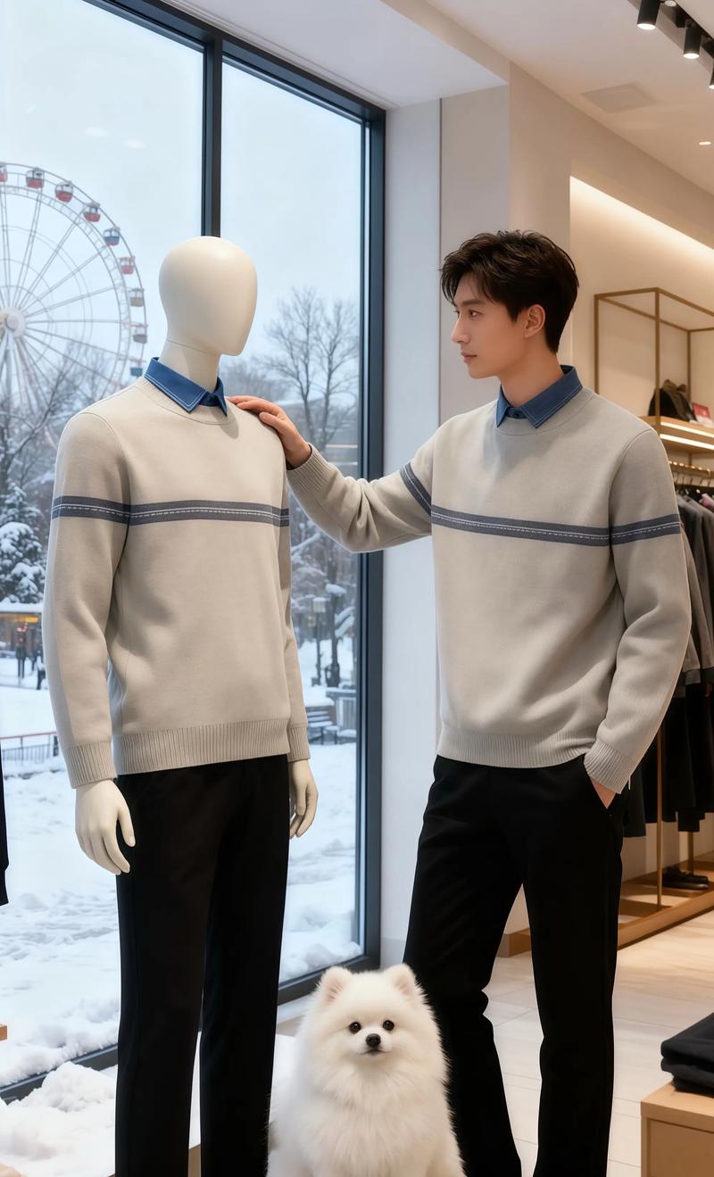 男士假两件针织衫怎么搭配裤子