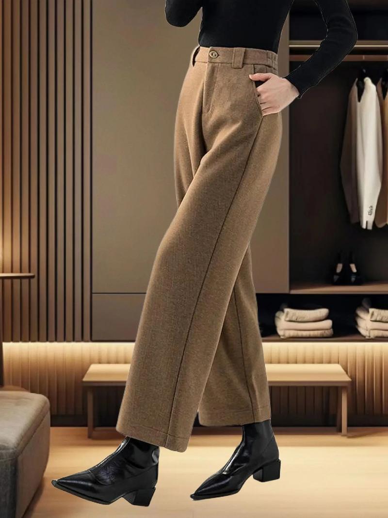 小脚毛呢裤棕色怎么搭配