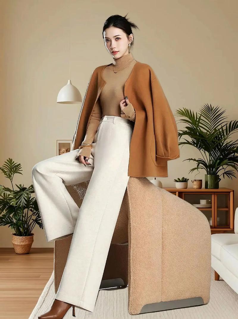 小脚毛呢裤棕色怎么搭配