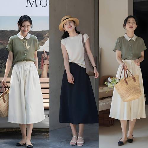 亚麻半裙上衣怎么搭配