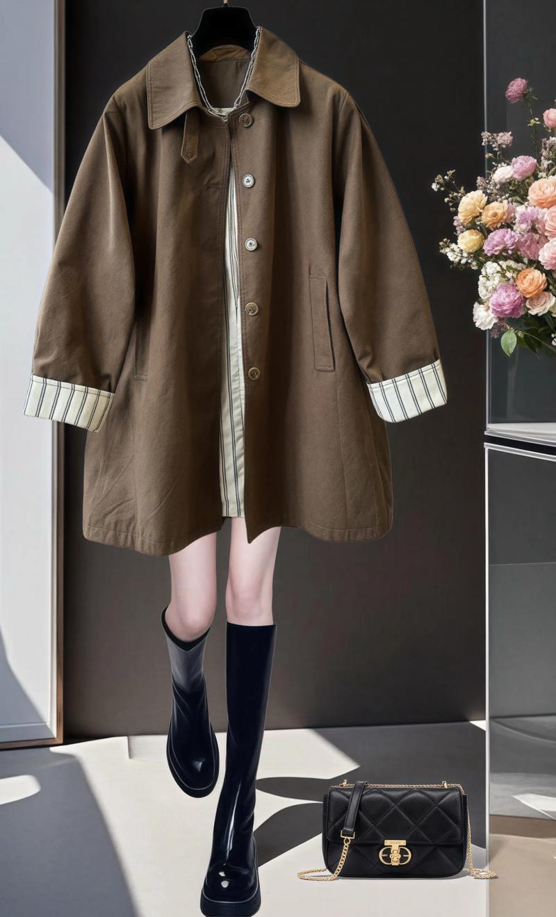 咖色风衣中长款怎么搭配