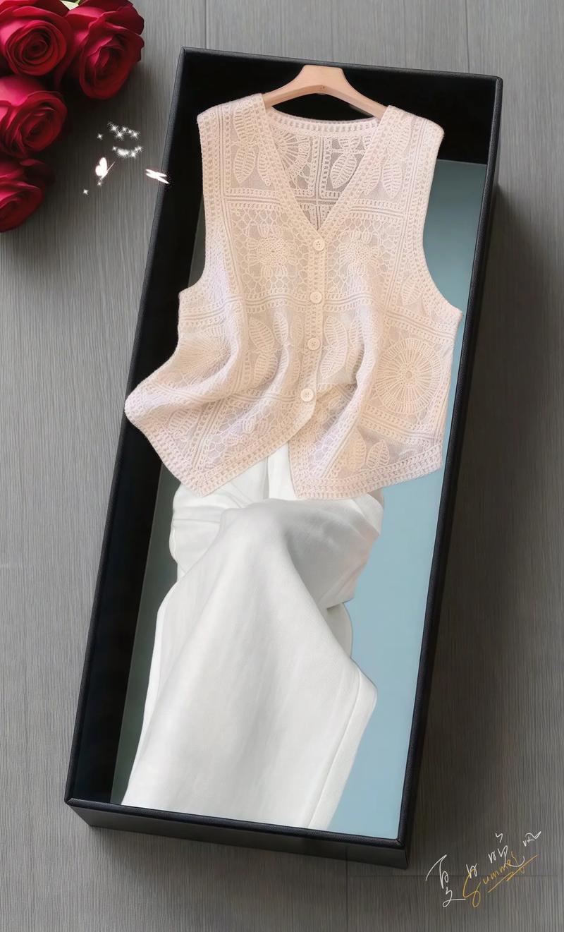 缕空线衣短袖马甲怎么搭配