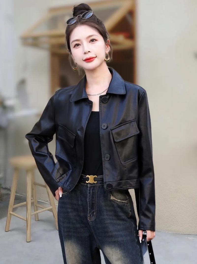 无领女士皮衣短款怎么搭配