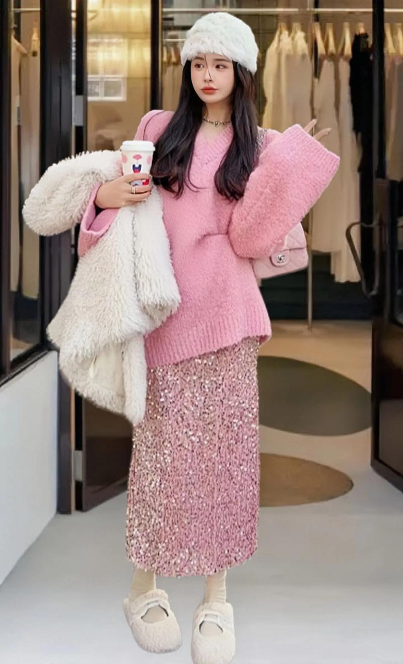 半身粉色的裙子怎么搭配