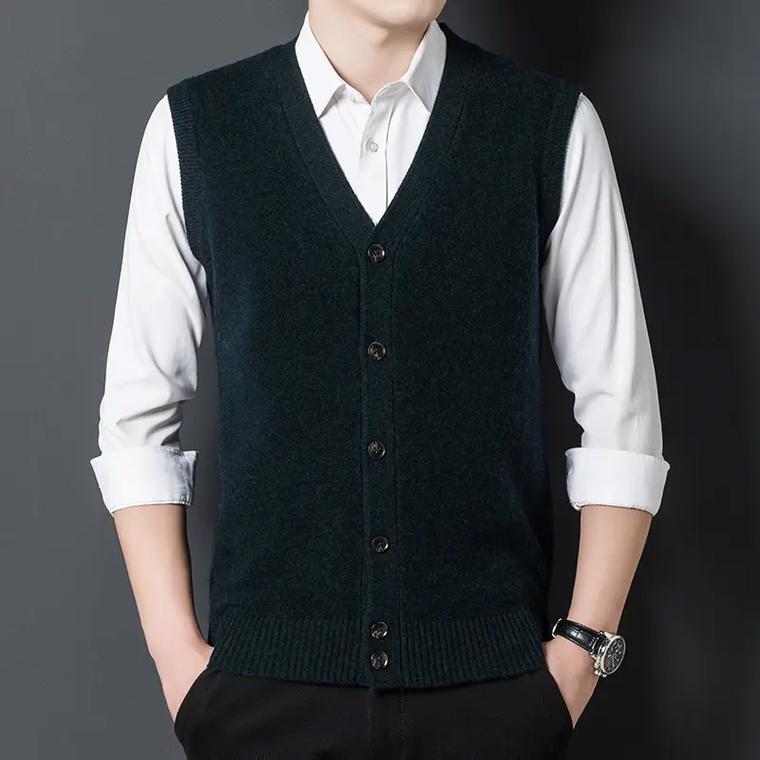 针织黑色男士马甲怎么搭配