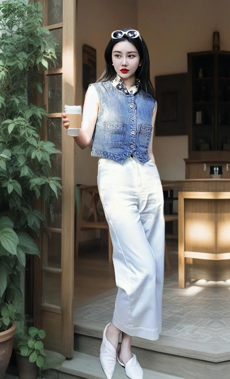 休闲牛仔背心怎么搭配