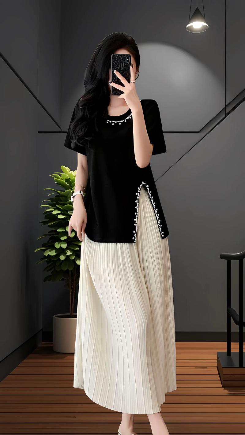 夏天t恤裙怎么搭配图片