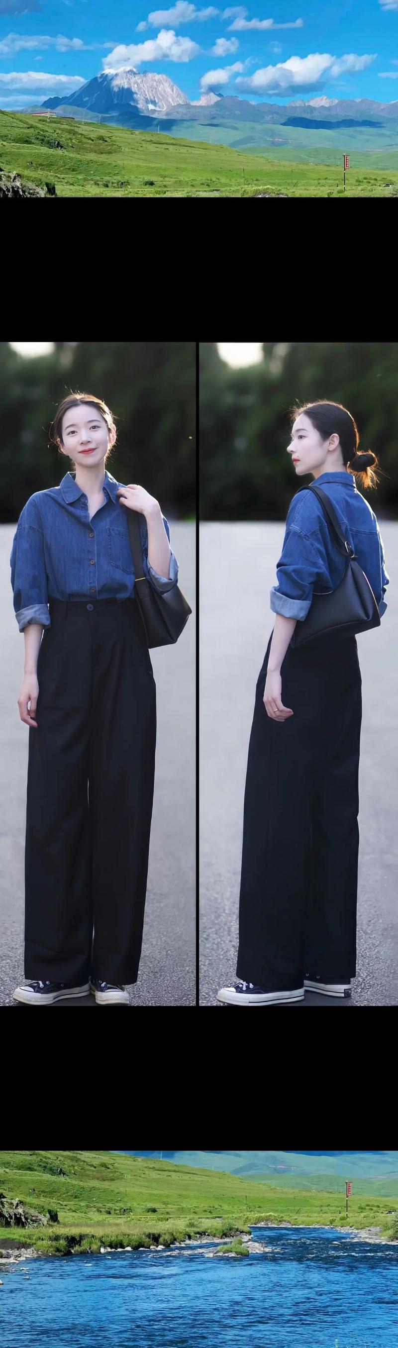 中款牛仔衬衫怎么搭配什么裤子好看