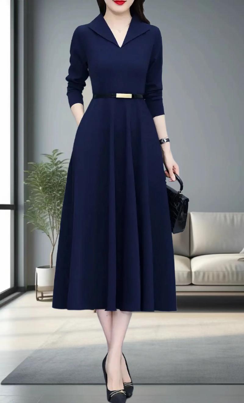 中长款秋装连衣裙怎么搭配图片