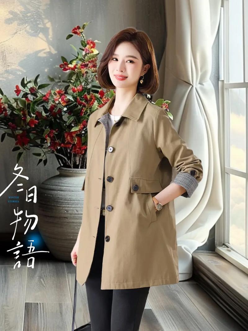 圆领长款风衣怎么搭配