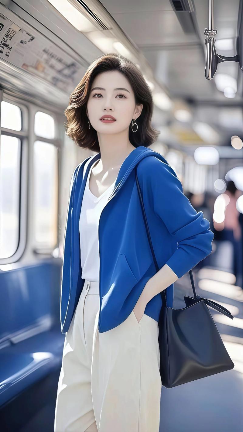 女士浅蓝色长款风衣怎么搭配图片