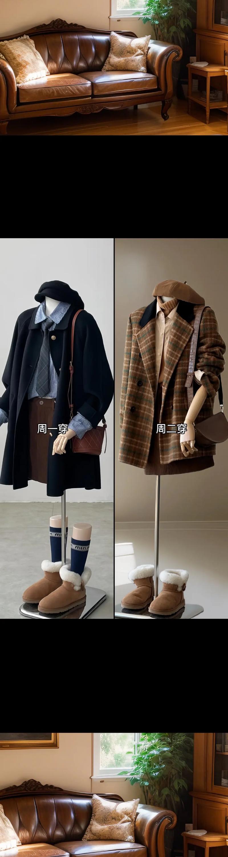 格子长外套怎么搭配