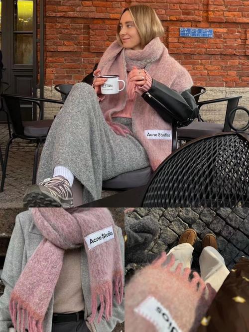 粉围巾怎么搭配图片大全