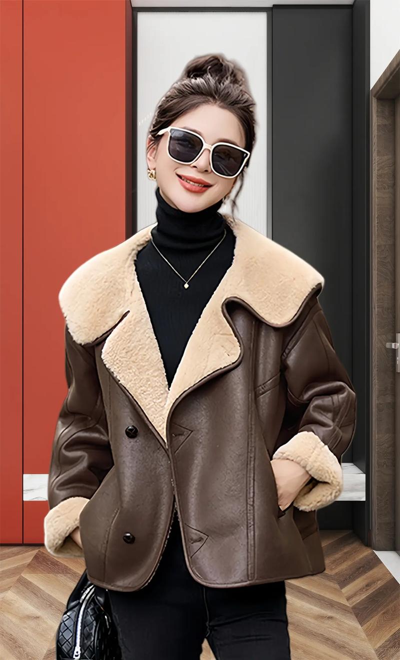 翻毛皮衣怎么搭配图片