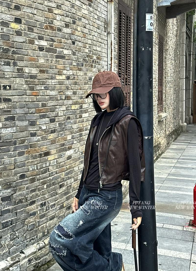 皮衣羽绒马甲怎么搭配图片