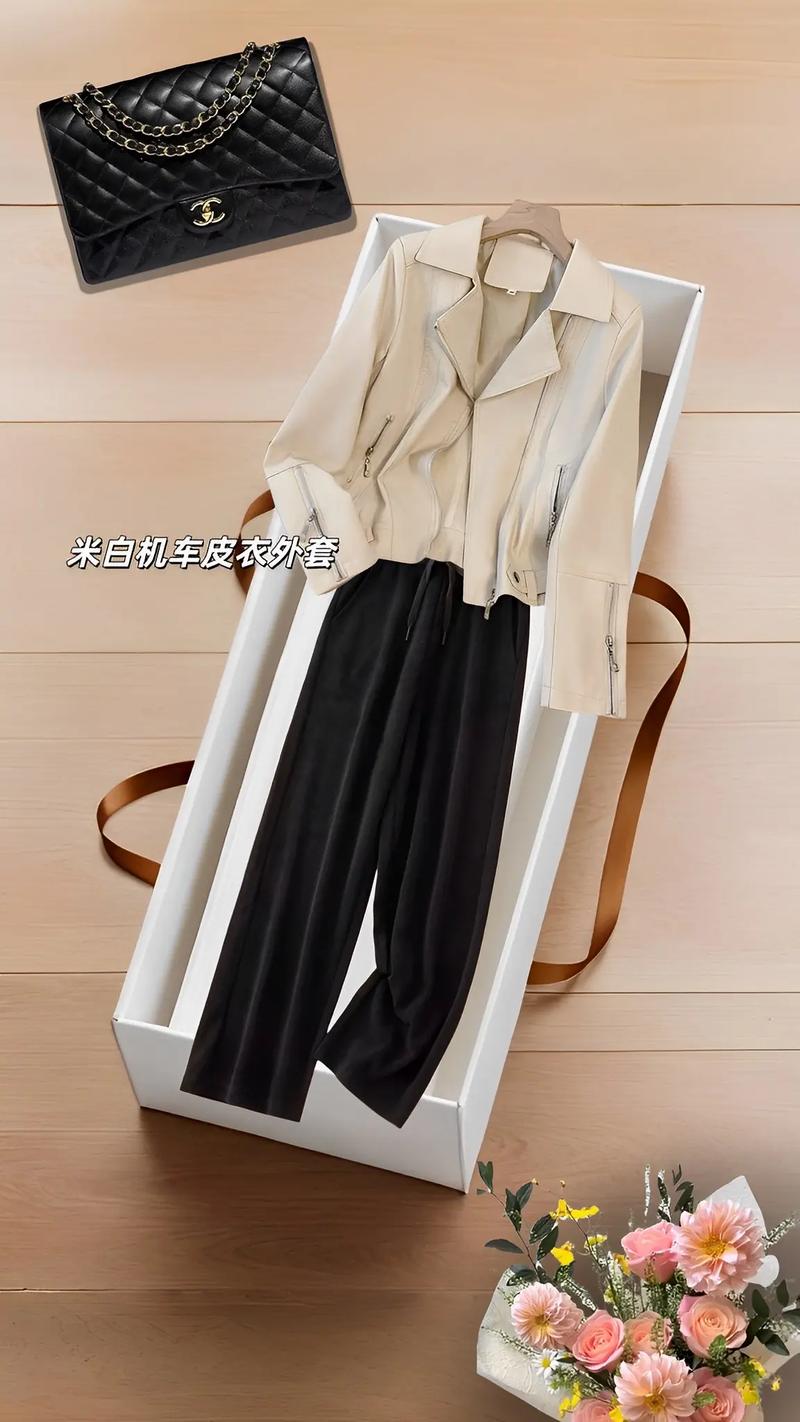 米色中长皮衣怎么搭配图片