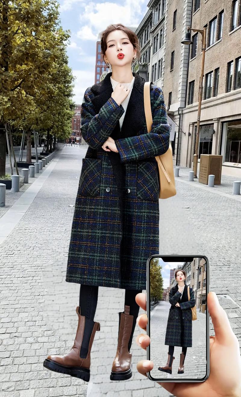 毛呢格子大衣怎么搭配图片