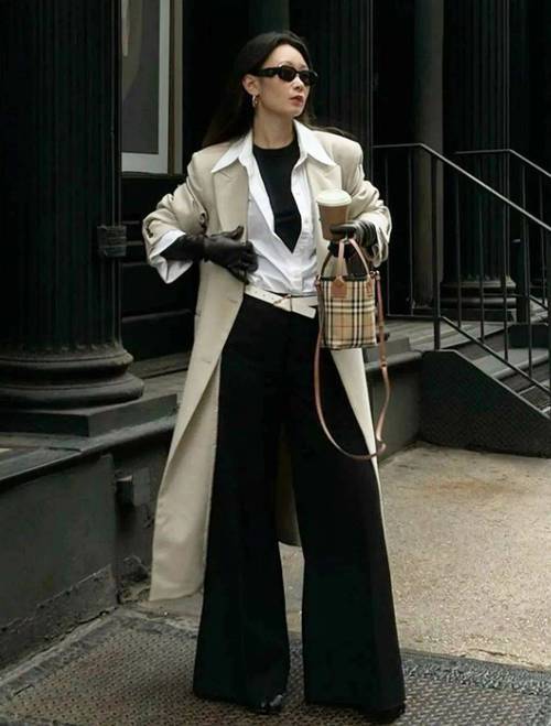 黑色风衣衬衣怎么搭配裤子