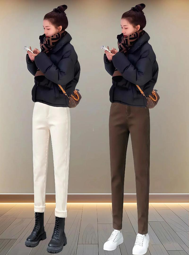 冬季白色哈伦裤子怎么搭配什么外套