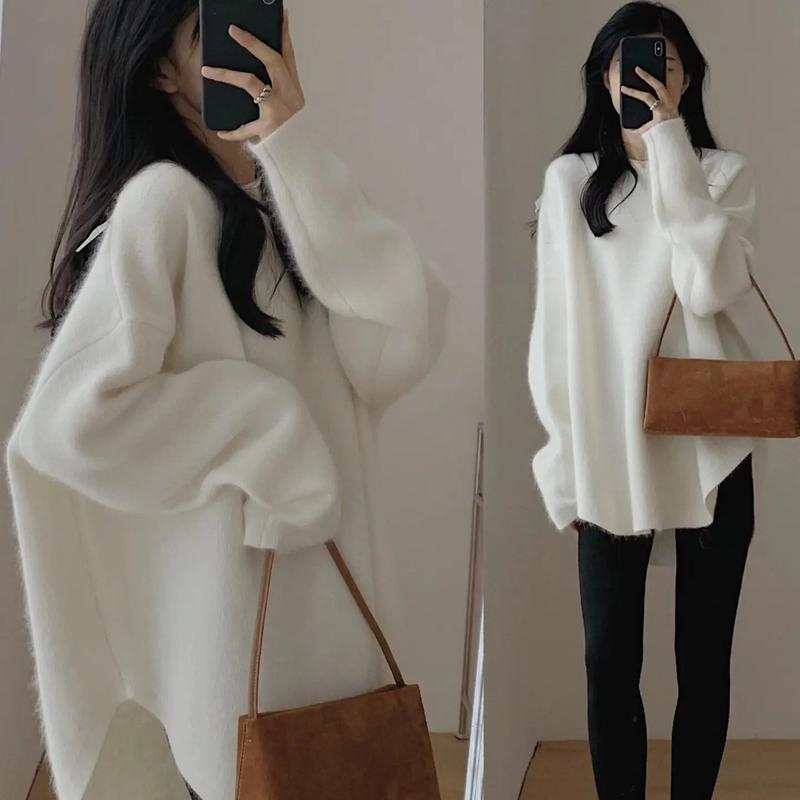 大白色长款毛衣怎么搭配衣服