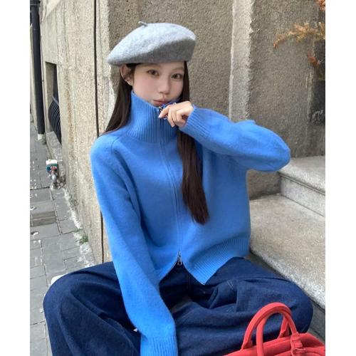 打底衫 蓝色外套怎么搭配图片欣赏