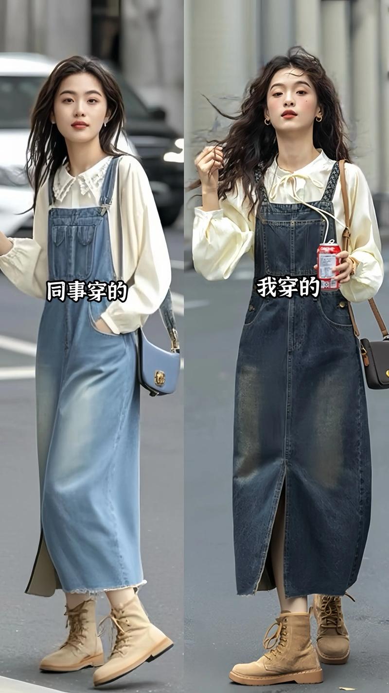 休闲牛仔背带长裙怎么搭配什么外套好看