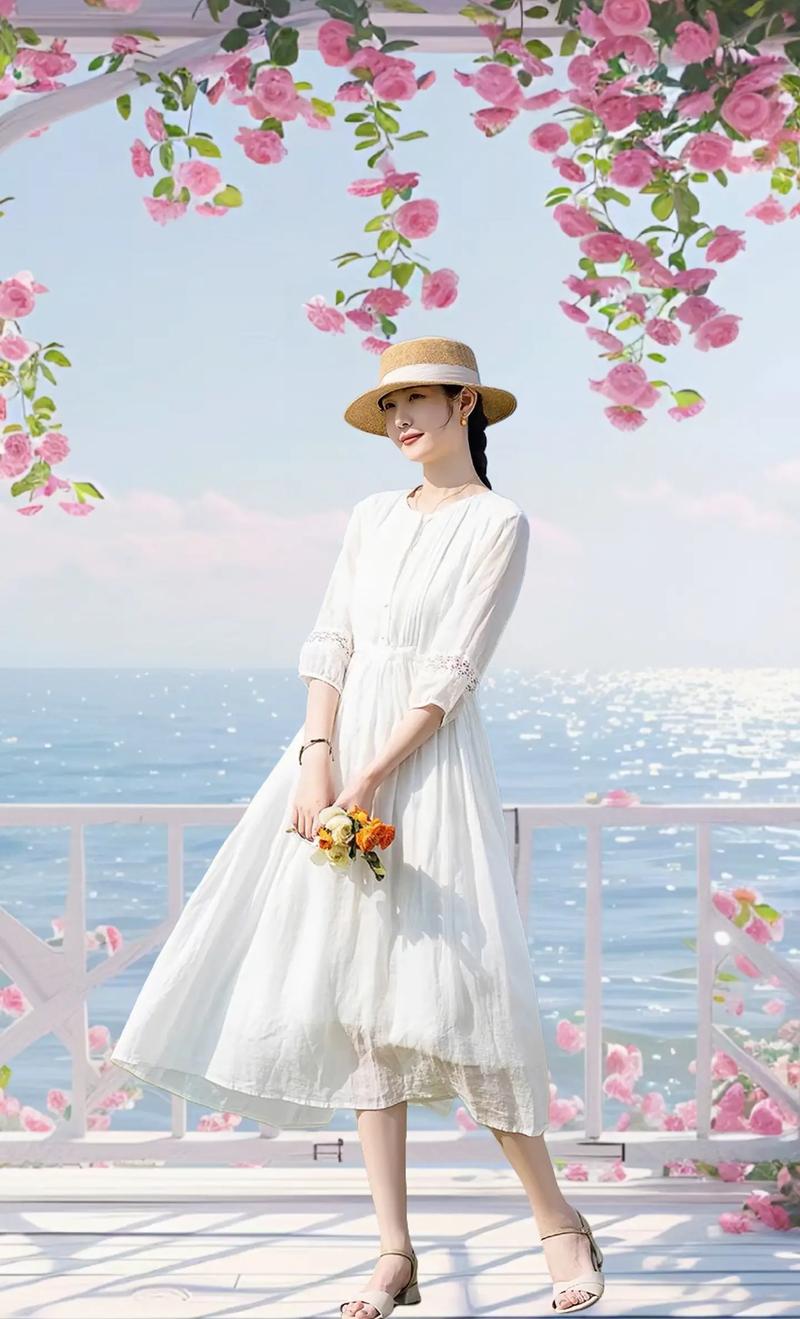 休闲白色中长裙怎么搭配图片