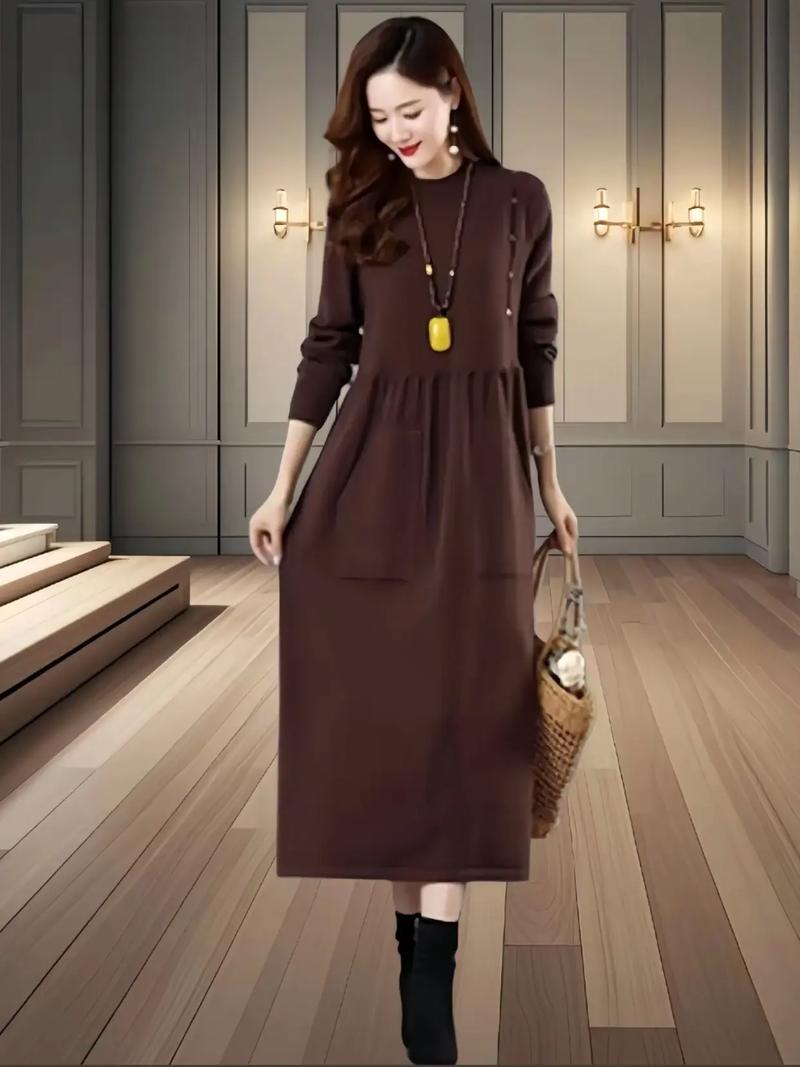 长袖秋冬连衣裙怎么搭配