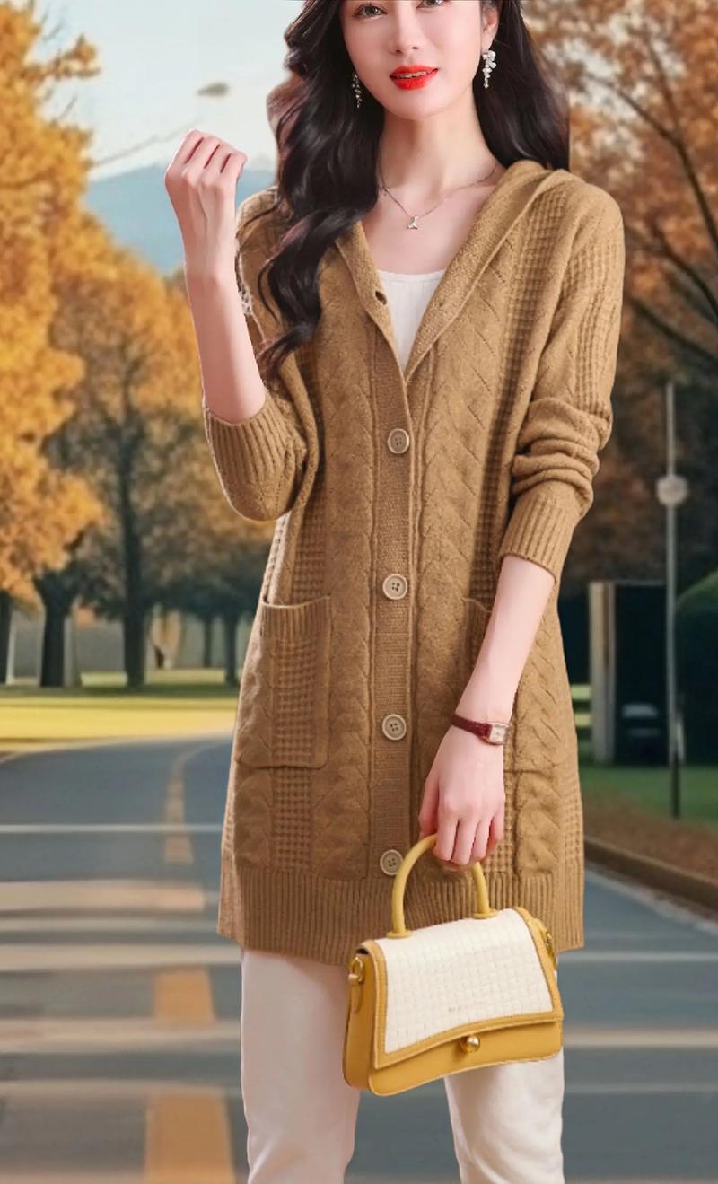 长款针织开衫外套怎么搭配图片欣赏